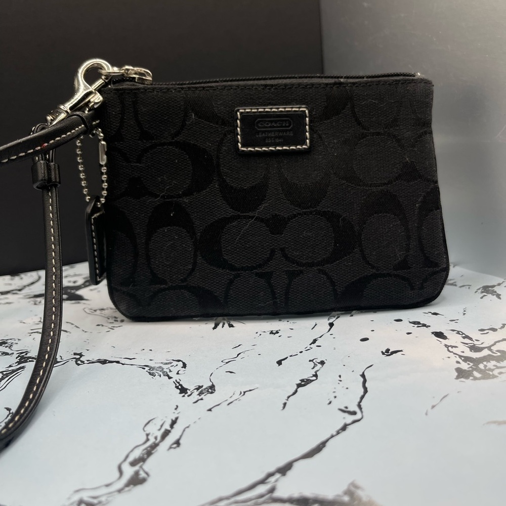 Coach Black Monogram Wristlet
